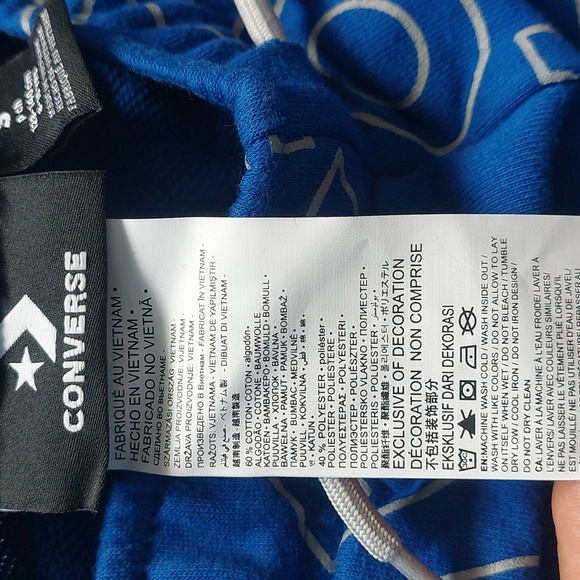 Converse Boys Fleece Cotton  Short Navy Size S 8/10 - Picture 5 of 7